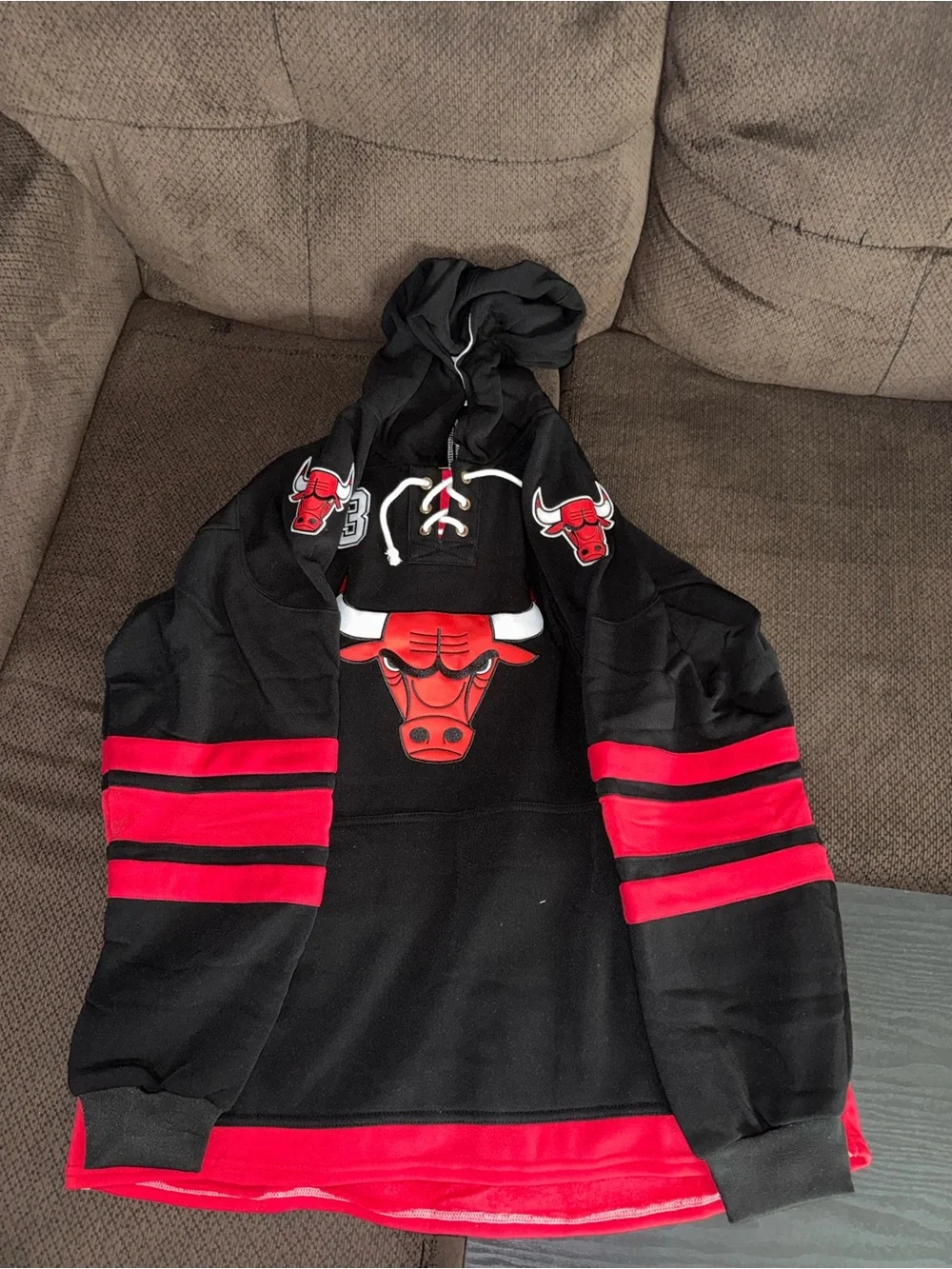 Jordan Black and Red Chicago Bulls Crewneck Sweater